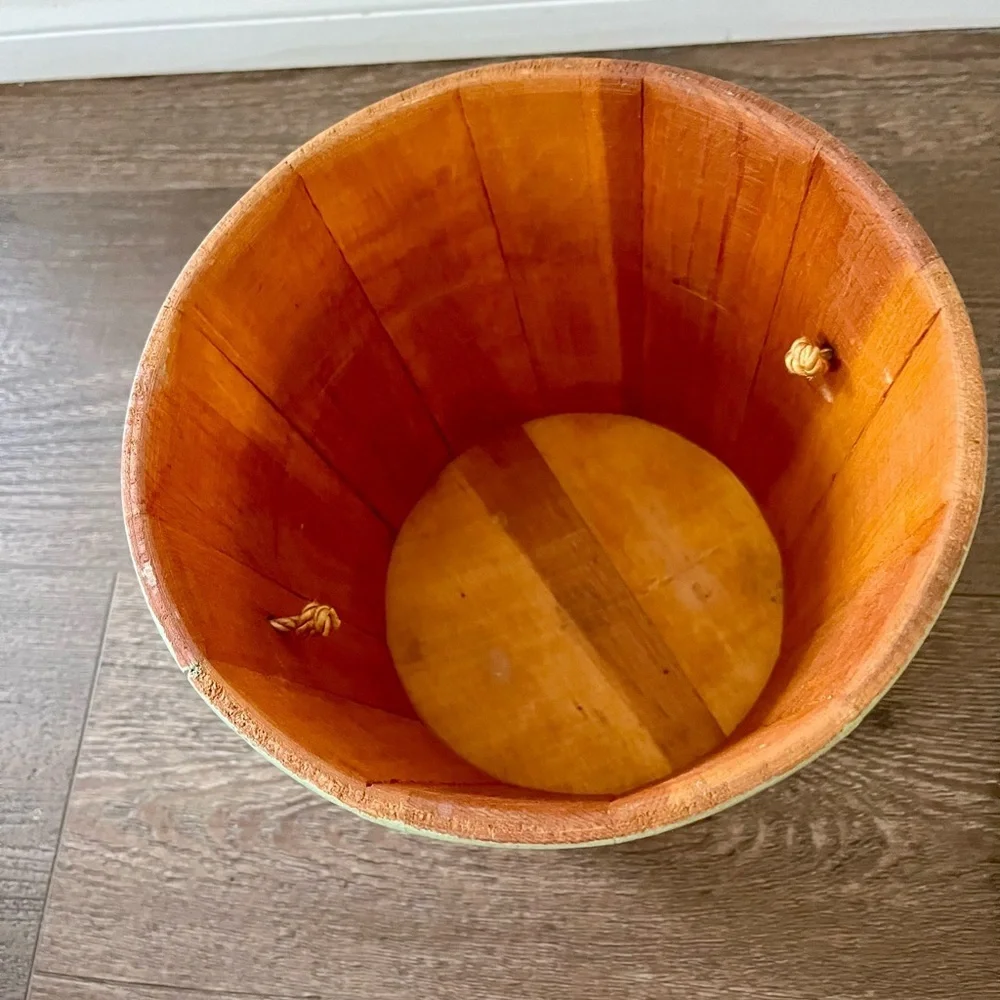Floral Green Decorative wooden Bucket